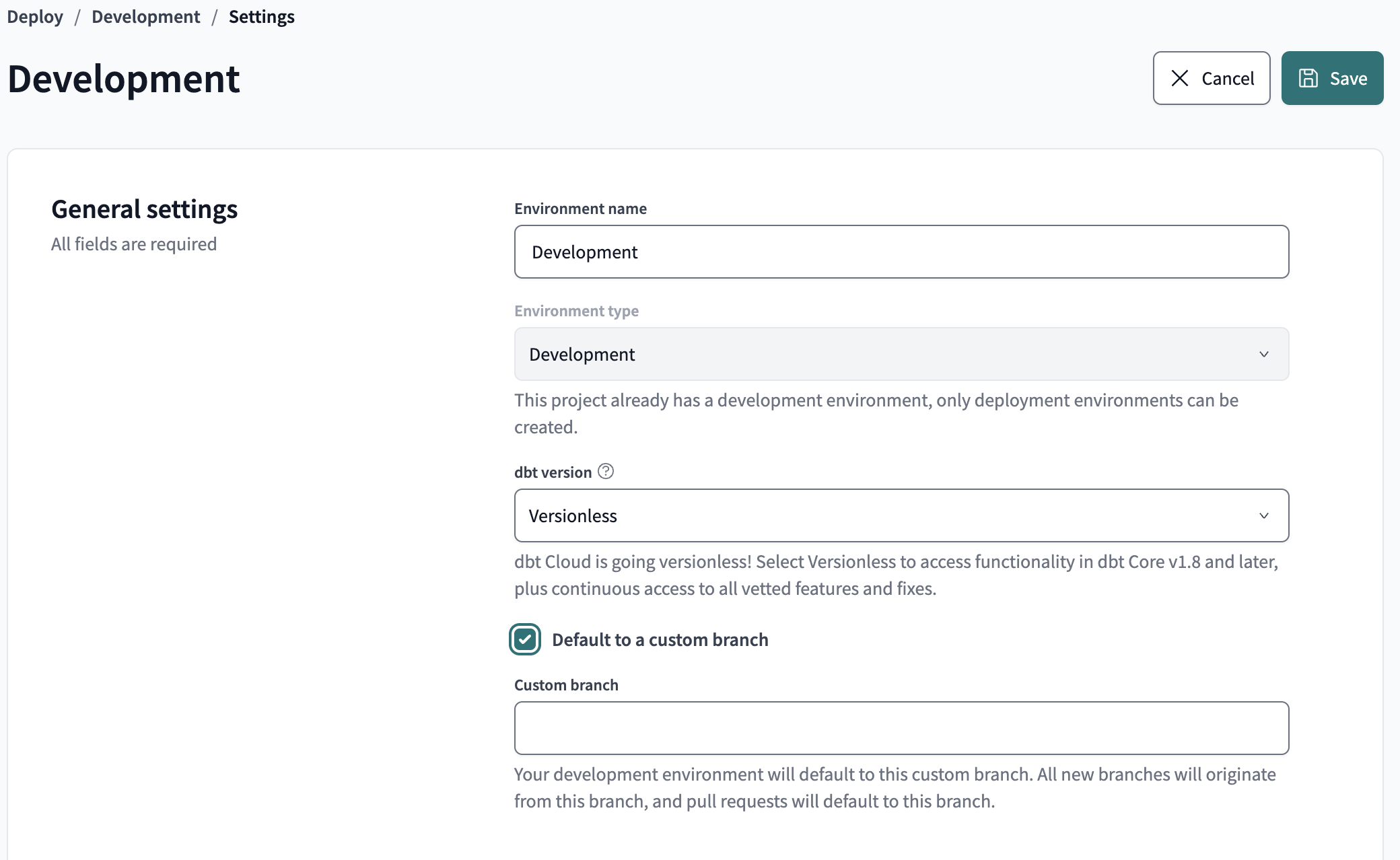 A demonstration of configuring a custom branch for an environment A demonstration of configuring a custom branch for an environment